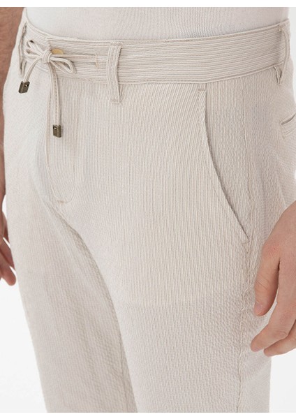 Bej Erkek Slim Fit Çizgili Chino Pantolon Gavın indirimleri