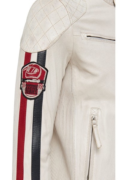 Storm Erkek Beyaz Slim-Fit Armalı Deri Mont 24SGM6525WF indirimleri