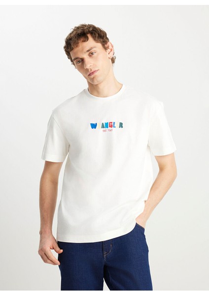 Ekru Erkek Relaxed T-Shirt W2510719102 Relaxed Fit Grafik Logo