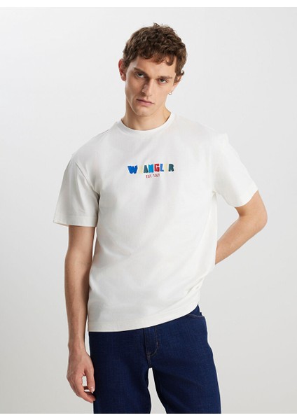 Ekru Erkek Relaxed T-Shirt W2510719102 Relaxed Fit Grafik Logo