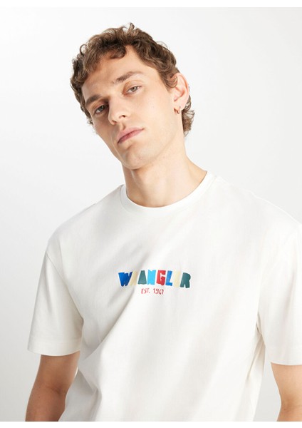 Ekru Erkek Relaxed T-Shirt W2510719102 Relaxed Fit Grafik Logo