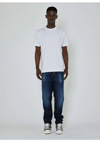 Bisiklet Yaka Beyaz Erkek T-Shirt UMP24056TS