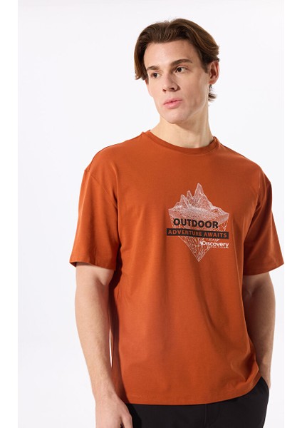 Turuncu Erkek Relaxed Baskılı T-Shirt D5SM-TST3842
