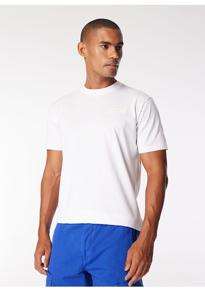 Bisiklet Yaka Beyaz Erkek T-Shirt UMP24014TS