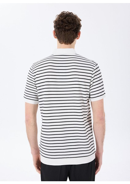 Kırık Beyaz Erkek Basic Çizgili Polo T-Shirt F5SM-TST 2125 indirimleri