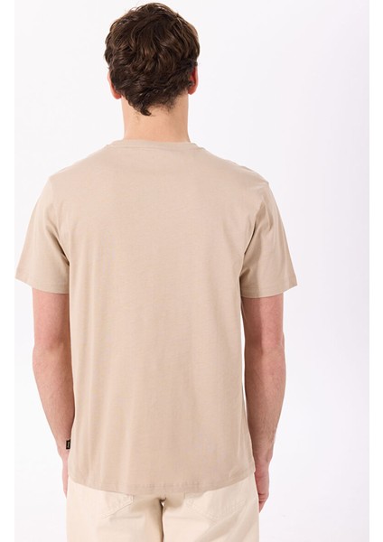 Bej Erkek Relaxed Baskılı T-Shirt C4SM-TST4511