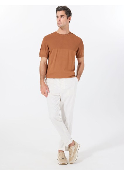 Beyaz Erkek Basic Çizgili Chino Pantolon F5SM-PNT 2721
