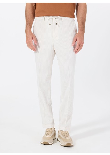 Beyaz Erkek Basic Çizgili Chino Pantolon F5SM-PNT 2721 modelleri