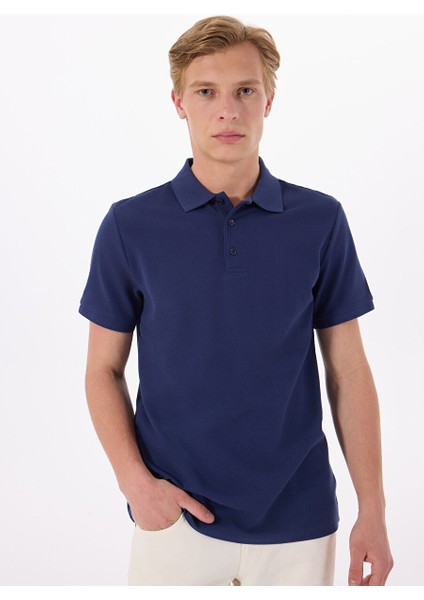 Lacivert Erkek Basic Polo T-Shirt MML5SM-TST 9546
