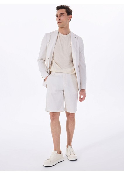 Ekru Erkek Slim Fit Çizgili Ceket F5SM-CKT 2425 modelleri