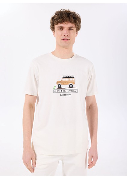 D5SM-TST3748 Kırık Beyaz Bisiklet Yaka Relaxed Fit Baskılı T-Shirt modelleri