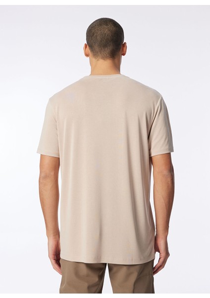 Bej Erkek Bisiklet Yaka Relaxed Baskılı T-Shirt D4SM-TST3280