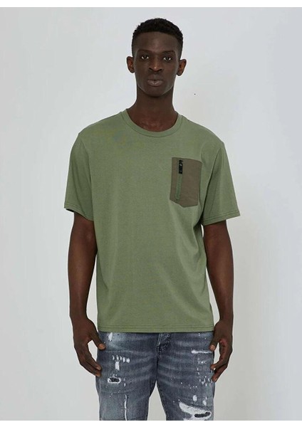 Bisiklet Yaka Haki Erkek T-Shirt UMP24054TS