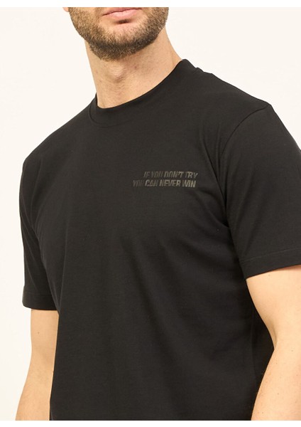 Bisiklet Yaka Siyah Erkek T-Shirt UMP24014TS fırsatları
