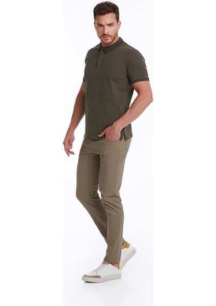Haki Regular Fit Petek Desenli Pamuklu Polo Yaka Tişört indirimleri