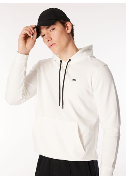 Ekru Erkek Kapüşon Yaka Relaxed Sweatshirt C4WM-SWT4254