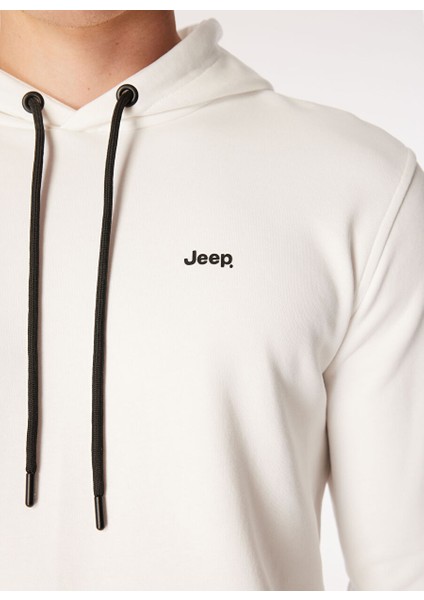 Ekru Erkek Kapüşon Yaka Relaxed Sweatshirt C4WM-SWT4254