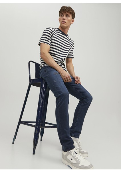 Lacivert Erkek Dar Paça Slim Fit Denim Pantolon 12223629_JJIGLENN Jjfox Jos 227 50S indirimleri