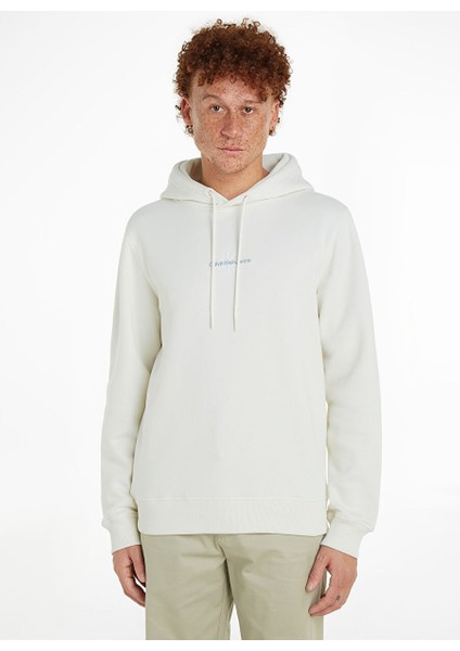 Kapüşon Yaka Krem Erkek Sweatshırt J30J325629YBI Monologo Hoodıe
