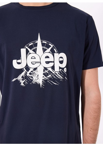 Lacivert Erkek Relaxed Baskılı T-Shirt J5SM-TST7350