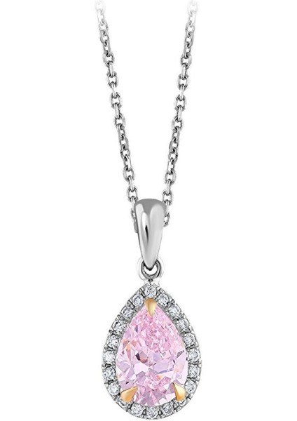 Pembe Topaz Taşlı Pırlanta Kolye