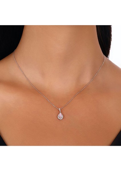 Pembe Topaz Taşlı Pırlanta Kolye