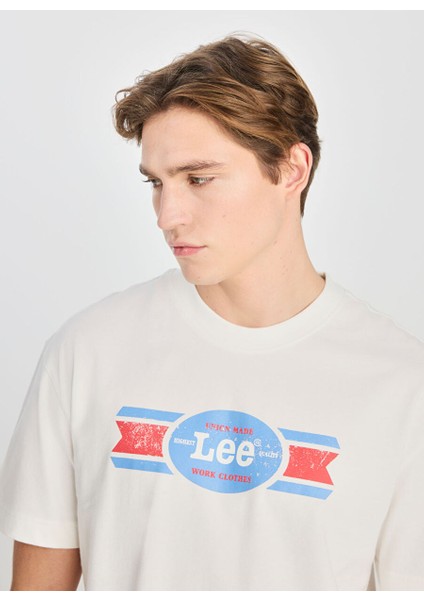 Ekru Erkek Relaxed T-Shirt L2510146104 Relax Fit Grafik