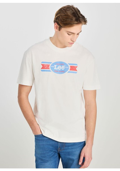 Ekru Erkek Relaxed T-Shirt L2510146104 Relax Fit Grafik