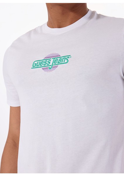 Beyaz Erkek Slim Fit Desenli T-Shirt M5GI23K8HM0G011 Gj Ss Cn Slım Suns indirimleri