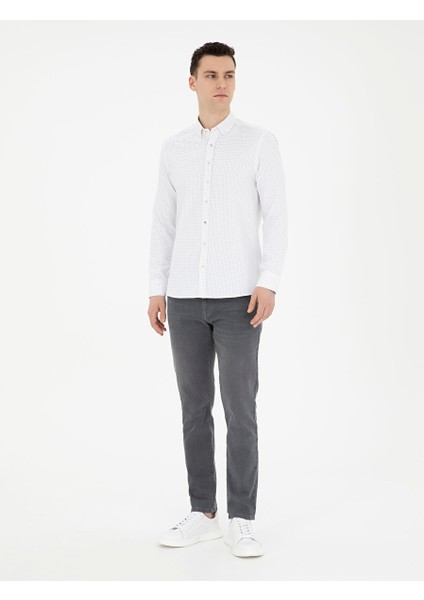 Bej Slim Fit Uzun Kollu Gömlek