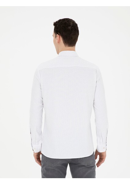 Bej Slim Fit Uzun Kollu Gömlek