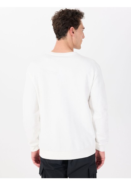 Ekru Erkek Bisiklet Relaxed Baskılı Sweatshirt J5SM-SWT7306