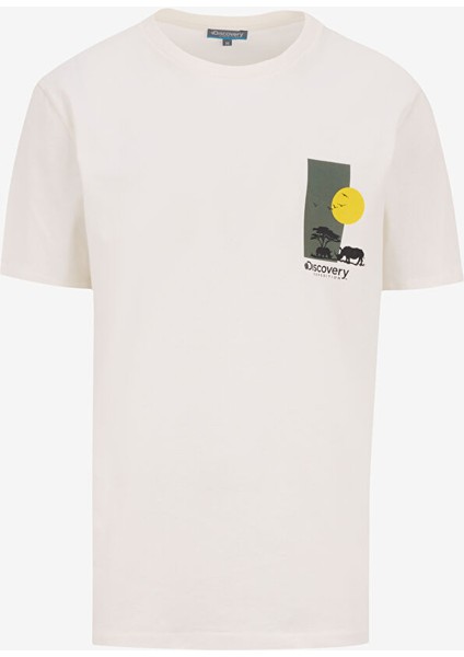 Ekru Erkek Relaxed Baskılı T-Shirt D5SM-TST3988