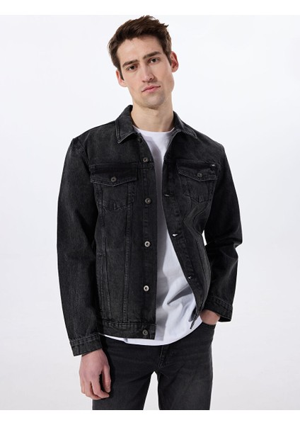 Yıkamalı Antrasit Erkek Denim Ceket M4WM-CKT-1883