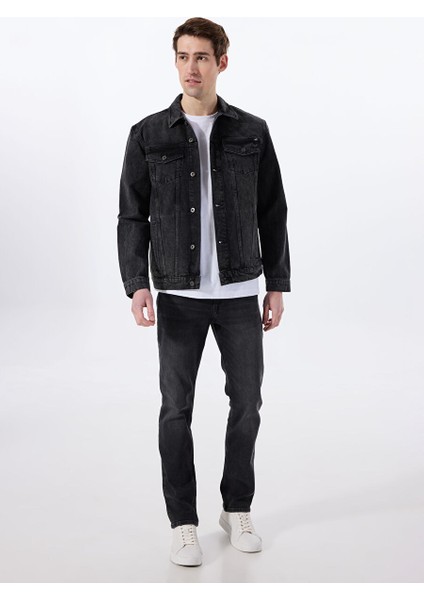 Yıkamalı Antrasit Erkek Denim Ceket M4WM-CKT-1883