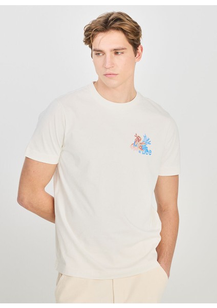 Ekru Erkek Regular Fit T-Shirt L2510324102 Regular Fit Grafik