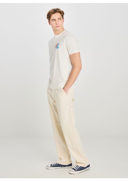 Ekru Erkek Regular Fit T-Shirt L2510324102 Regular Fit Grafik