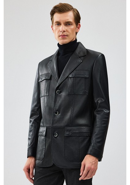 Kevin Erkek Siyah Blazer Deri Ceket 21WGD6405U4
