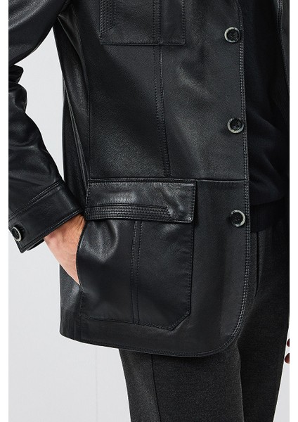 Kevin Erkek Siyah Blazer Deri Ceket 21WGD6405U4
