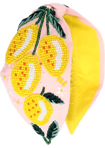 Limone Powder Boncuk Işlemeli Kadın Taç