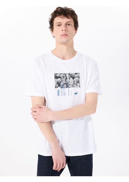Beyaz Erkek Relaxed Baskılı T-Shirt M5SM-TST1289 modelleri