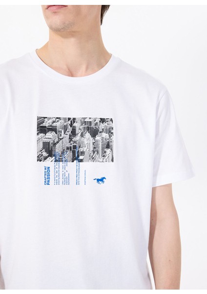 Beyaz Erkek Relaxed Baskılı T-Shirt M5SM-TST1289 fırsatları