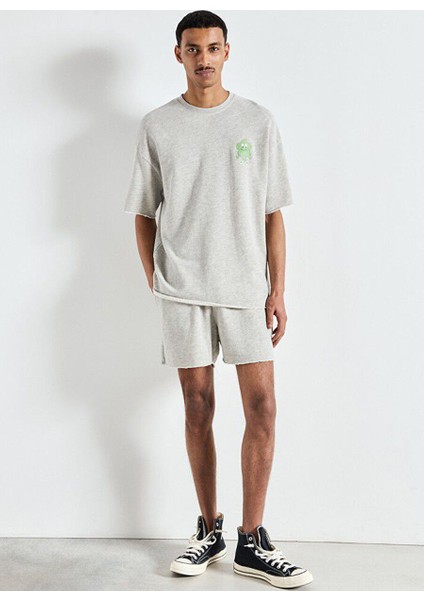 Gri Erkek Oversize T-Shirt MZOF02AE25GCPVB