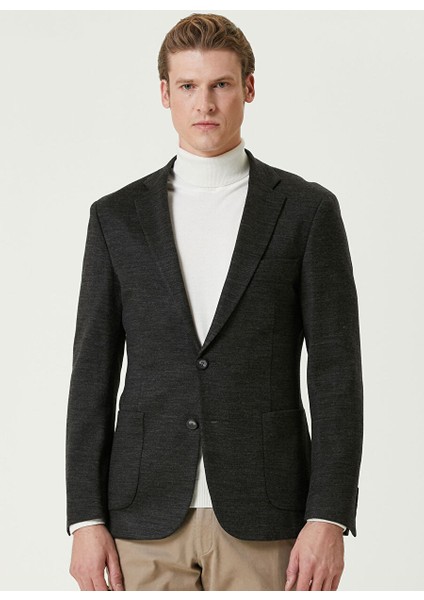 Antrasit Erkek Slim Fit Düz Ceket 1093109