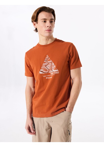 D5SM-TST3834 Turuncu Bisiklet Yaka Relaxed Fit Baskılı Erkek T-Shirt