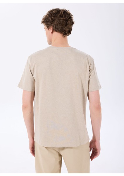 D5SM-TST3744 Bej Melanj Bisiklet Yaka Relaxed Fit Baskılı T-Shirt indirimleri