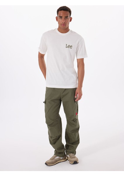 Ekru Erkek Relaxed T-Shirt LM828731923 Relaxed Fit Grafik