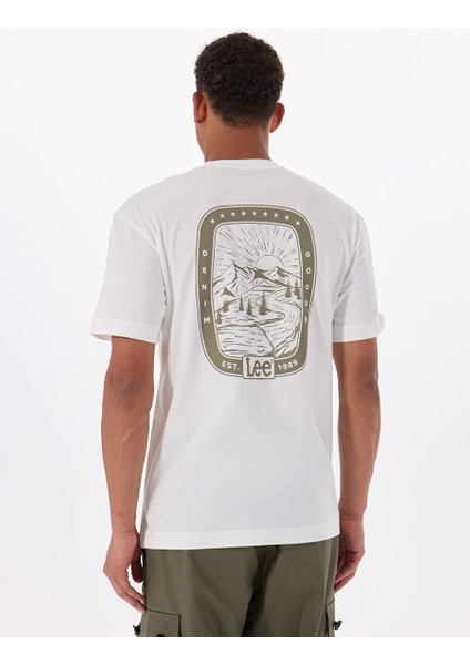 Ekru Erkek Relaxed T-Shirt LM828731923 Relaxed Fit Grafik