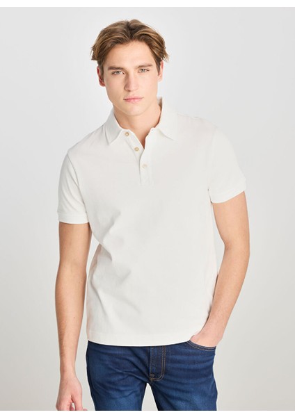 Ekru Erkek Regular Fit Polo T-Shirt L2510123104 Erkek Regular Fit Polo