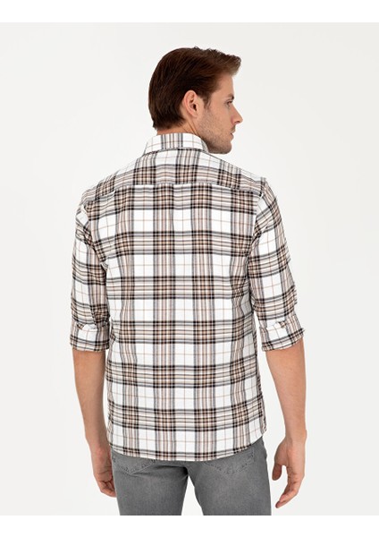 Kahverengi Ekose Slim Fit Uzun Kollu Gömlek indirimleri